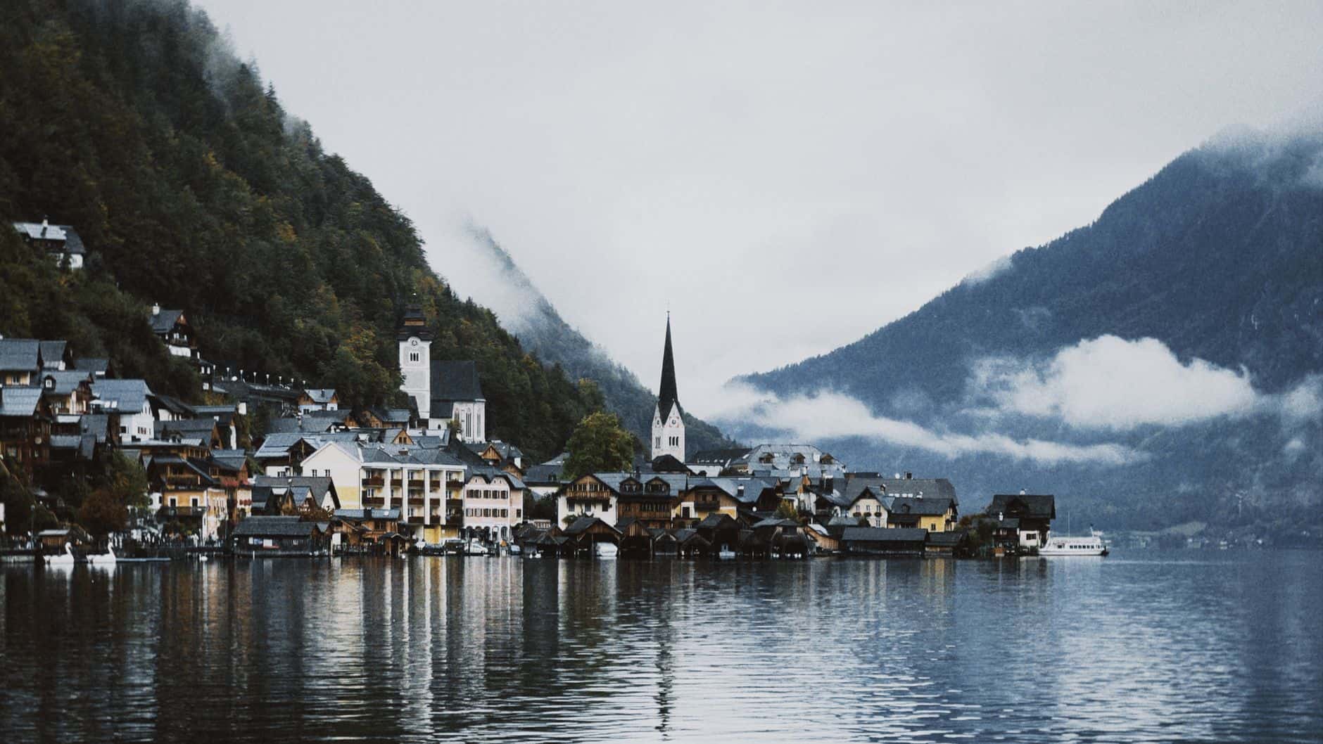picturesque view of hallstatt village by the lake